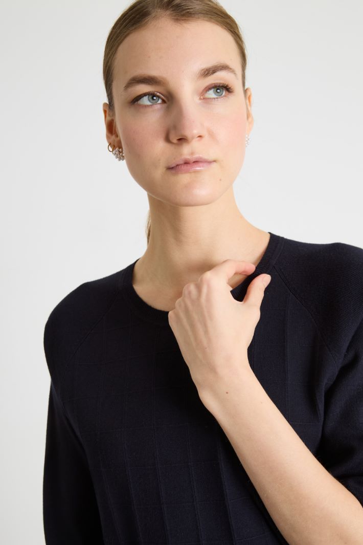 Jacquard Check Knit Top Intrend - 3