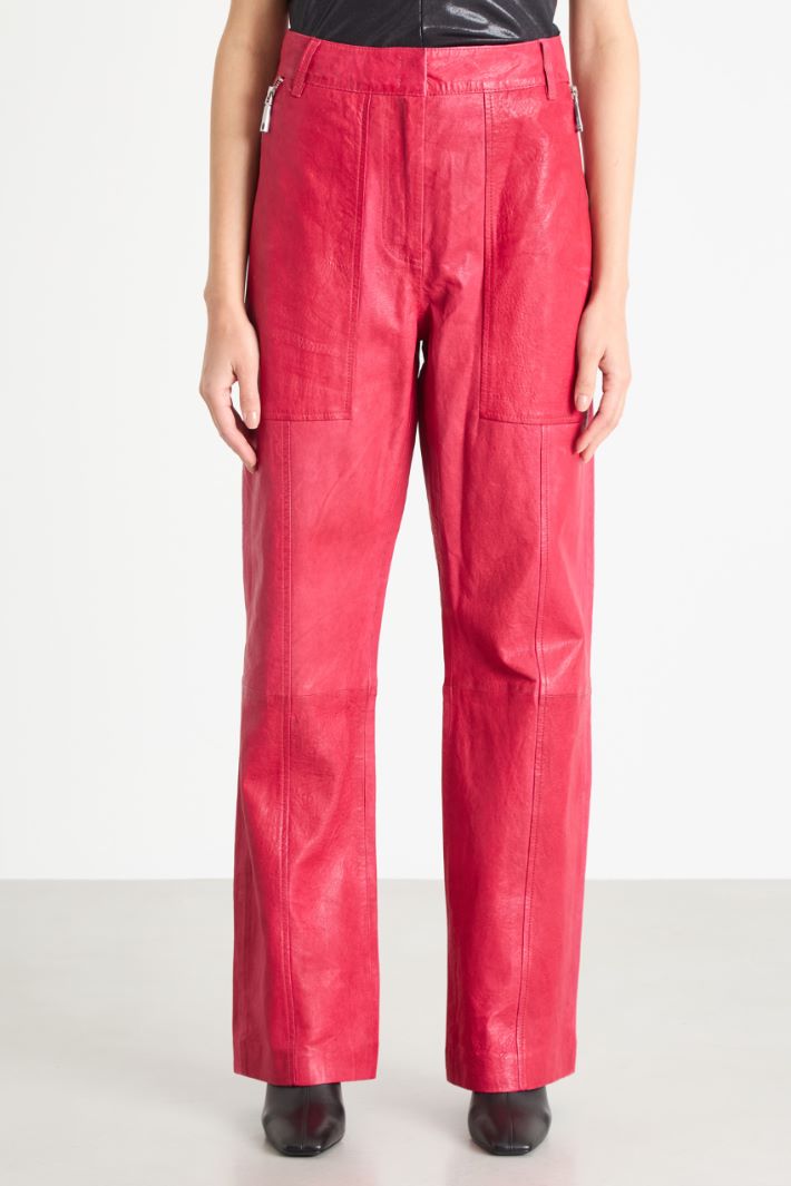 Topstitched leather trousers Intrend - 2