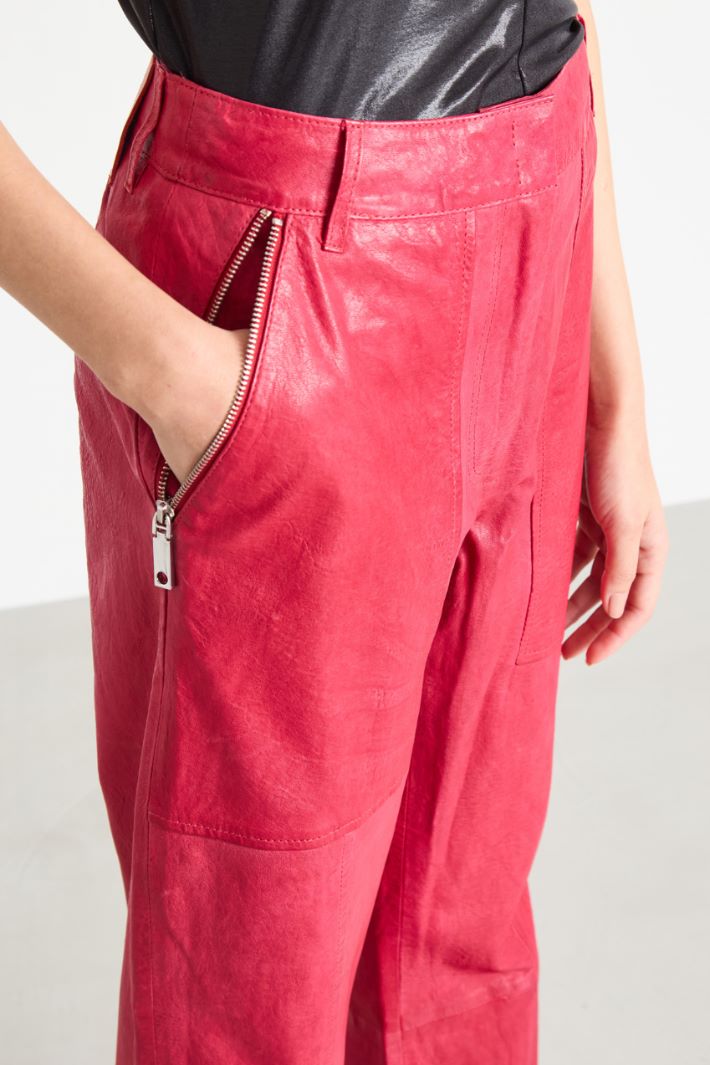 Topstitched leather trousers Intrend - 3