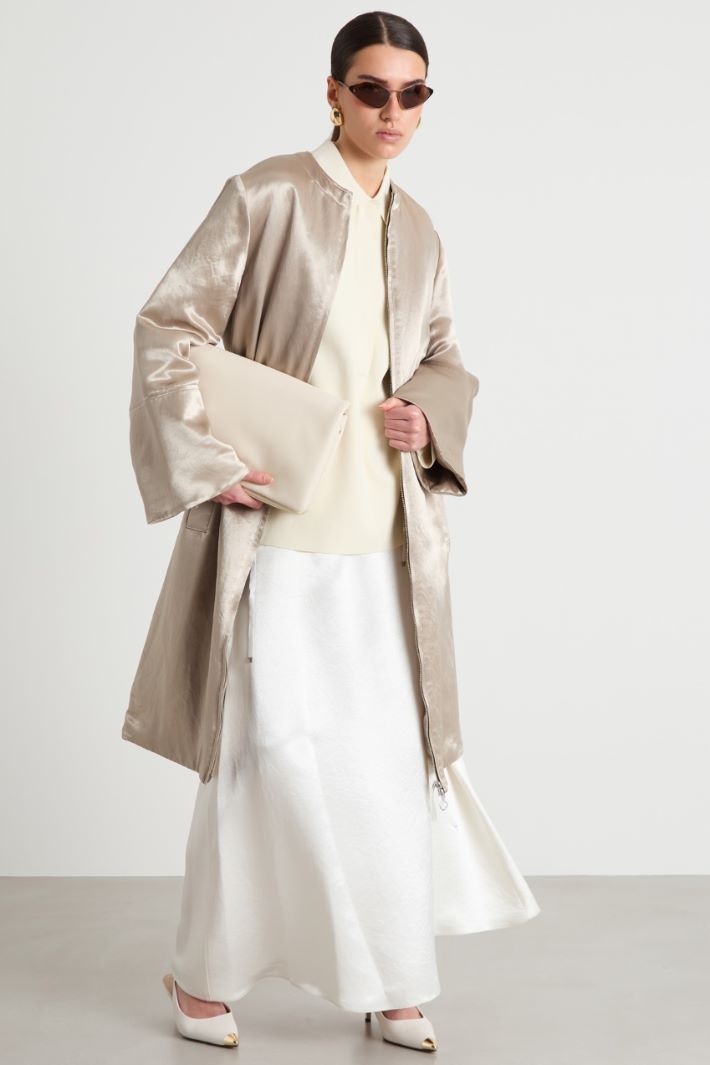 Long Padded Satin Coat Intrend
