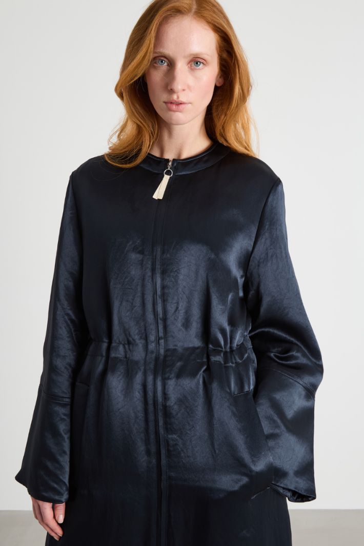 Long Padded Satin Coat Intrend - 3