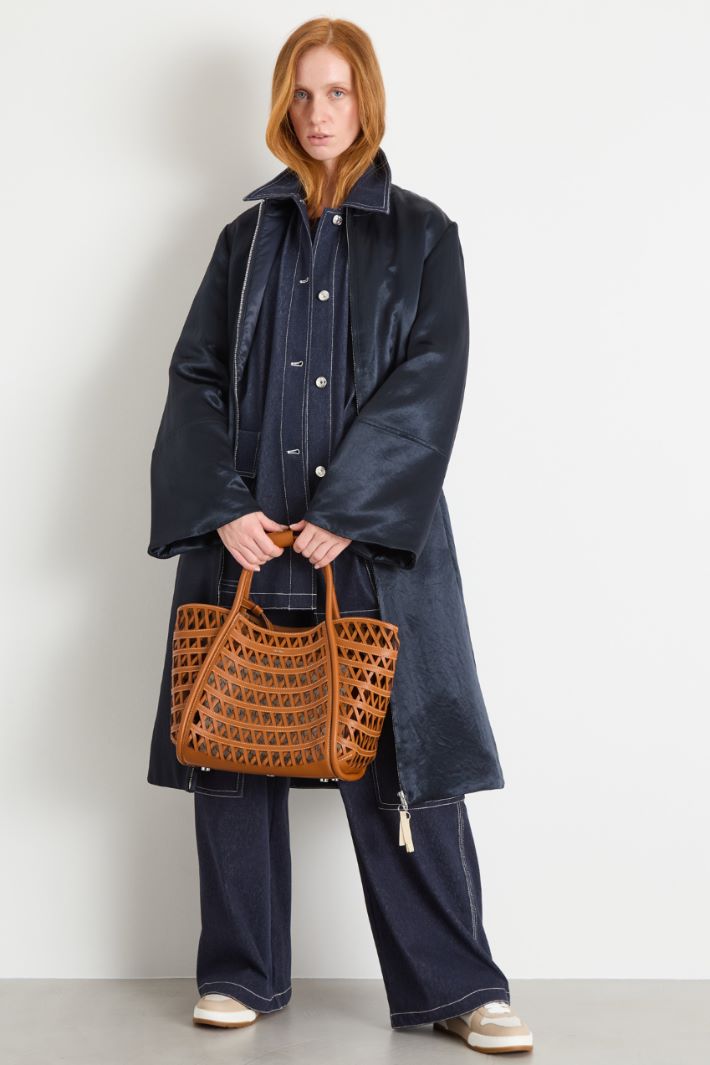 Long Padded Satin Coat Intrend