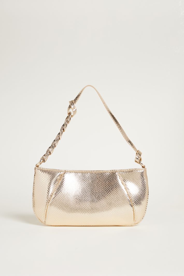 Lizard-print coated fabric clutch Intrend