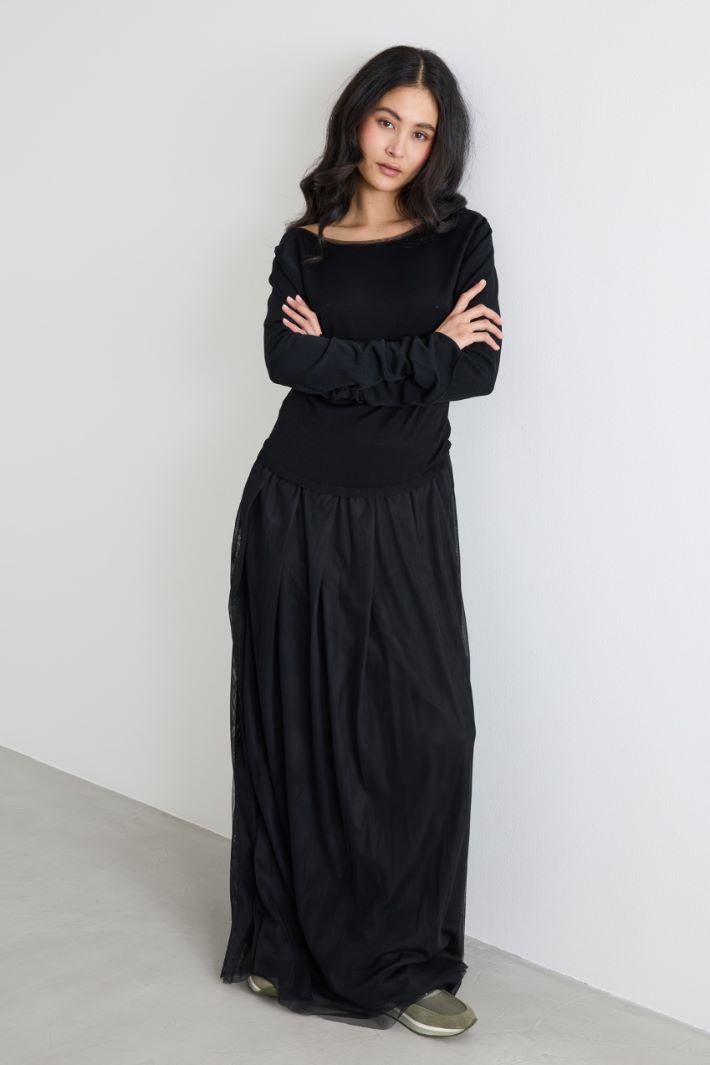 Knit and Tulle Maxi Dress Intrend - 2