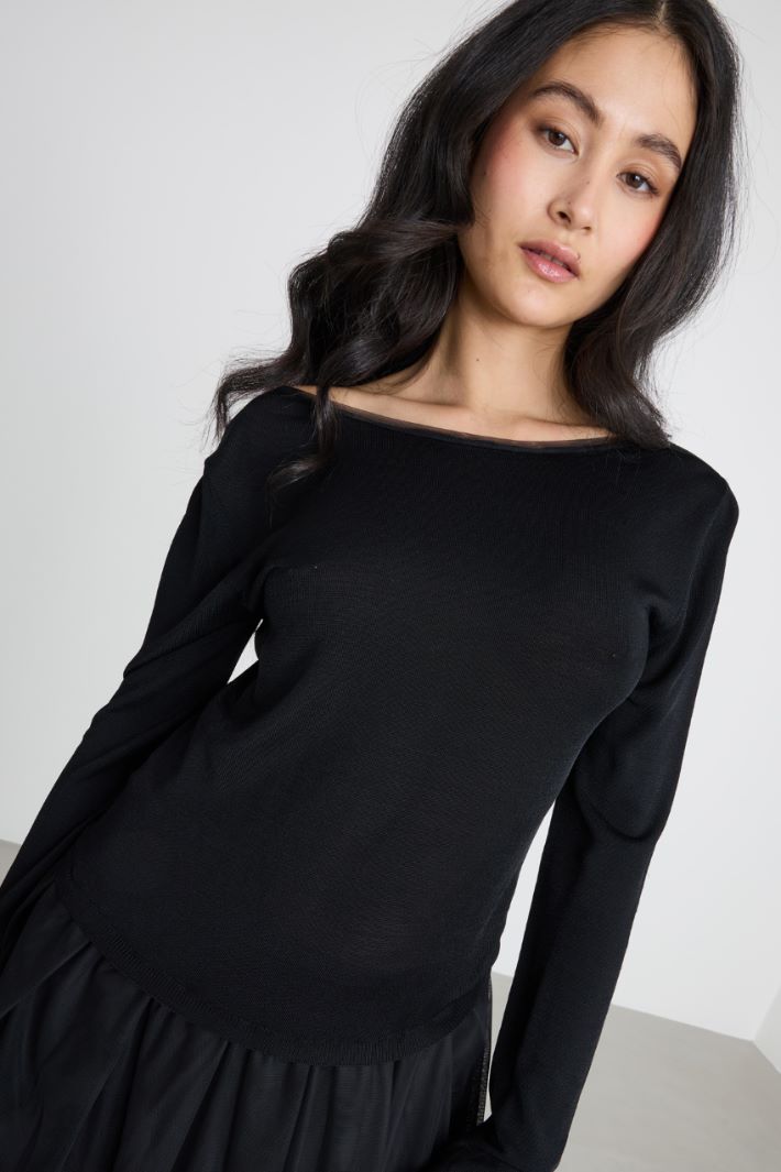 Knit and Tulle Maxi Dress Intrend - 3