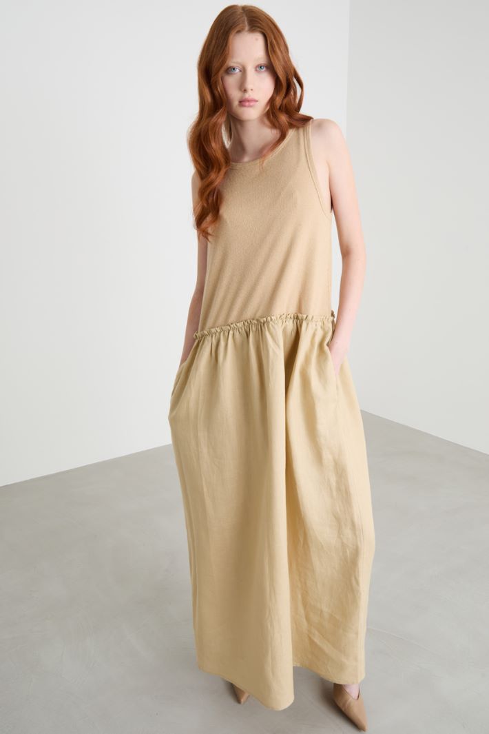 Maxi dress in jersey and linen canvas Intrend - 2