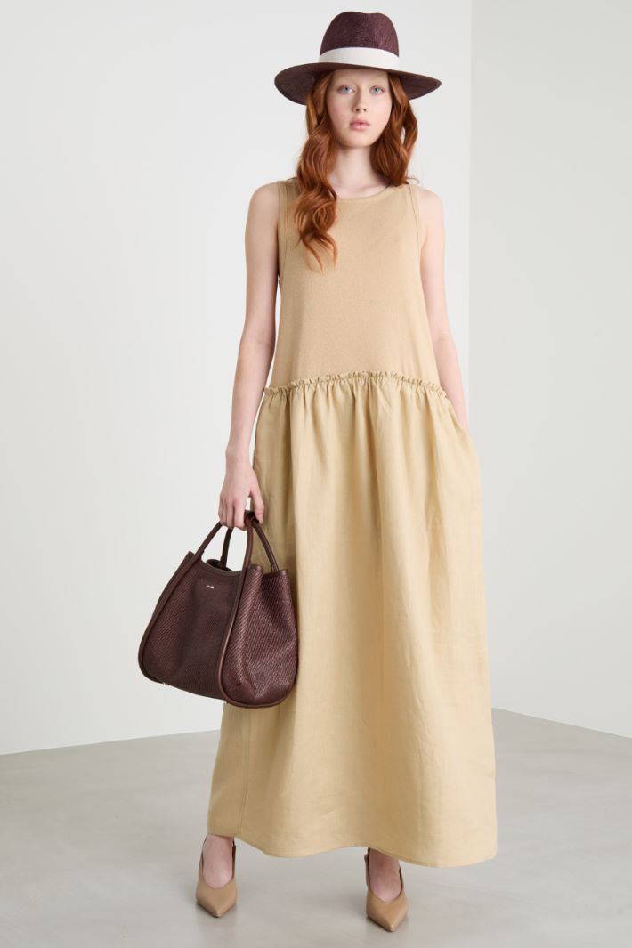 Maxi dress in jersey and linen canvas Intrend