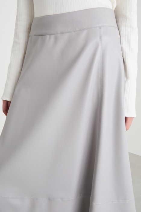 Gonna A-line in tessuto spalmato