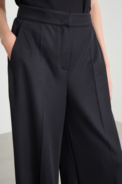 Pantalone palazzo in jersey piqué
