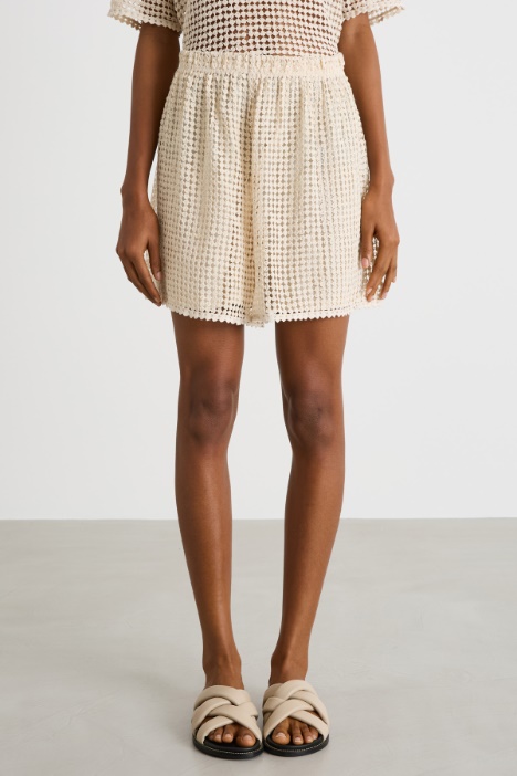 Shorts in jersey macramè