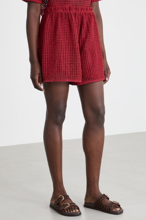 Shorts in jersey macramè