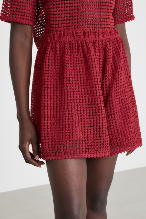 Shorts in jersey macramè