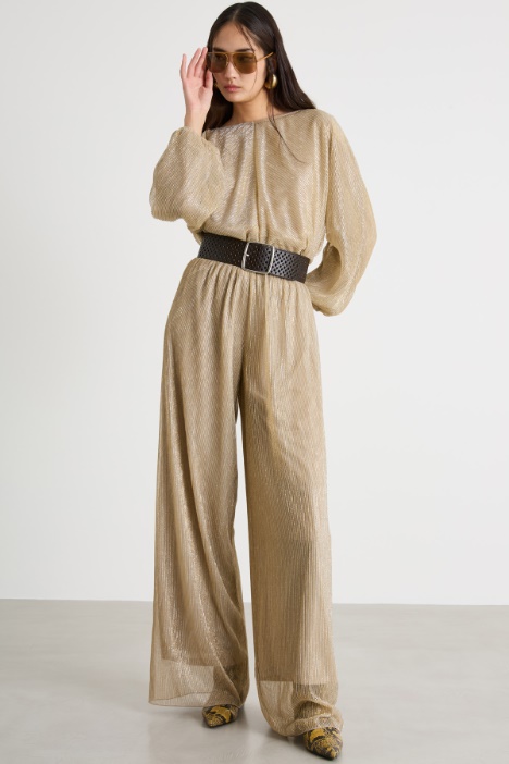 Wide-leg laminated jersey trousers Intrend