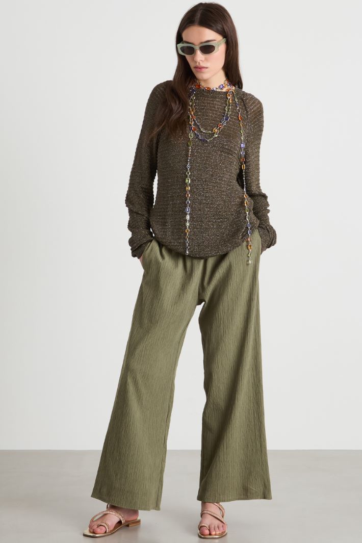 Pantalone dritto in jersey plissè Intrend