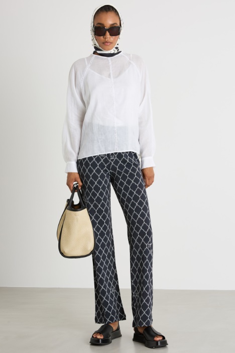 Pantalone dritto in jersey fantasia Intrend
