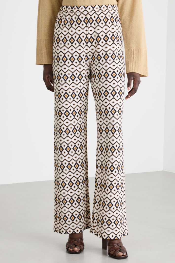 Patterned straight-leg jersey trousers Intrend - 2