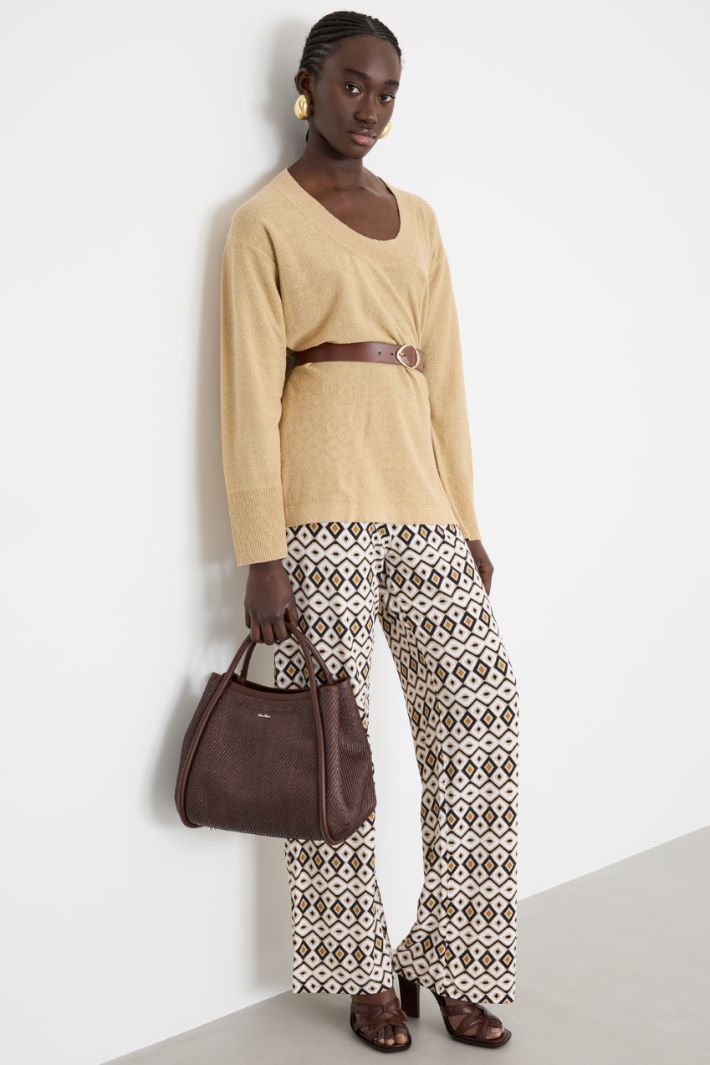 Patterned straight-leg jersey trousers Intrend