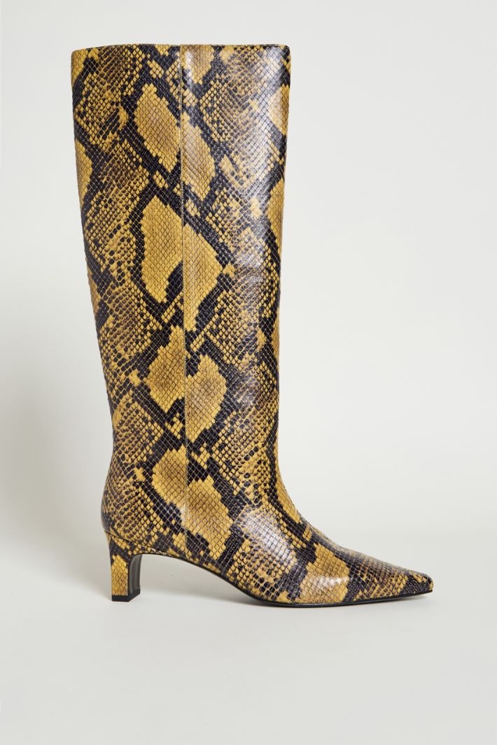 Python-print leather boots Intrend