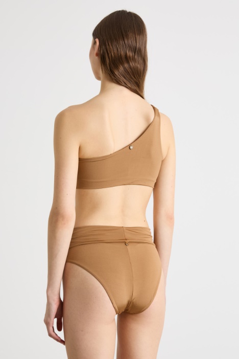 Top mare monospalla in jersey lucido