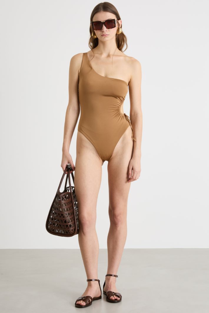 One-shoulder swimsuit in lustrous jersey Intrend