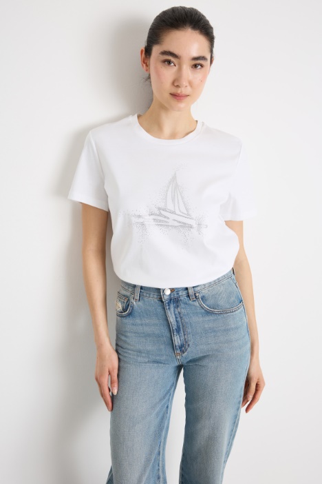 Embroidered Crew-Neck Jersey T-shirt Intrend