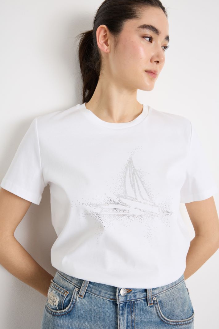 T-shirt girocollo in jersey ricamato Intrend - 3