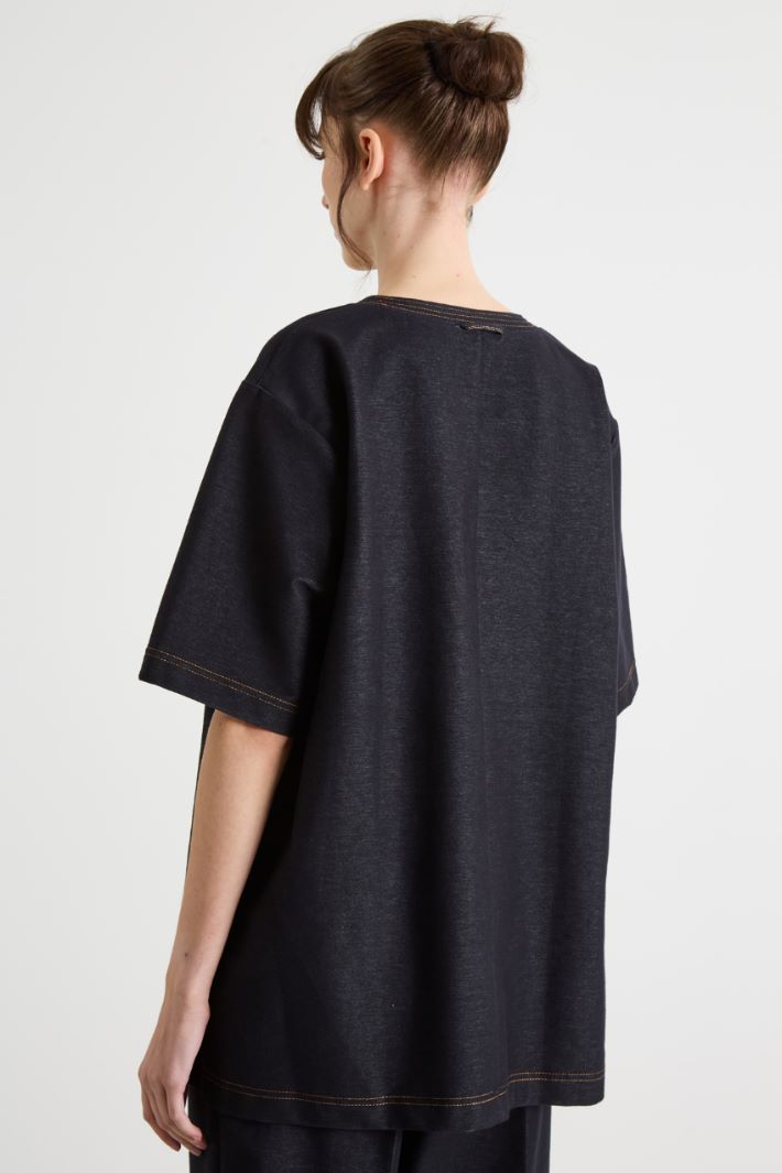 A-line denim-effect jersey T-shirt Intrend - 4