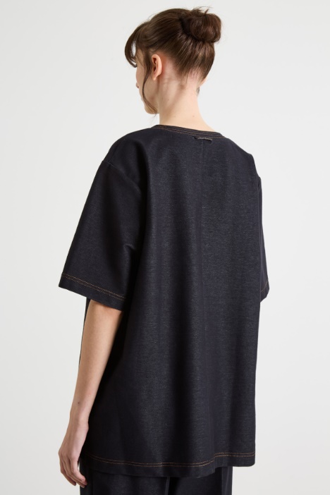 T-shirt svasata in jersey effetto jeans