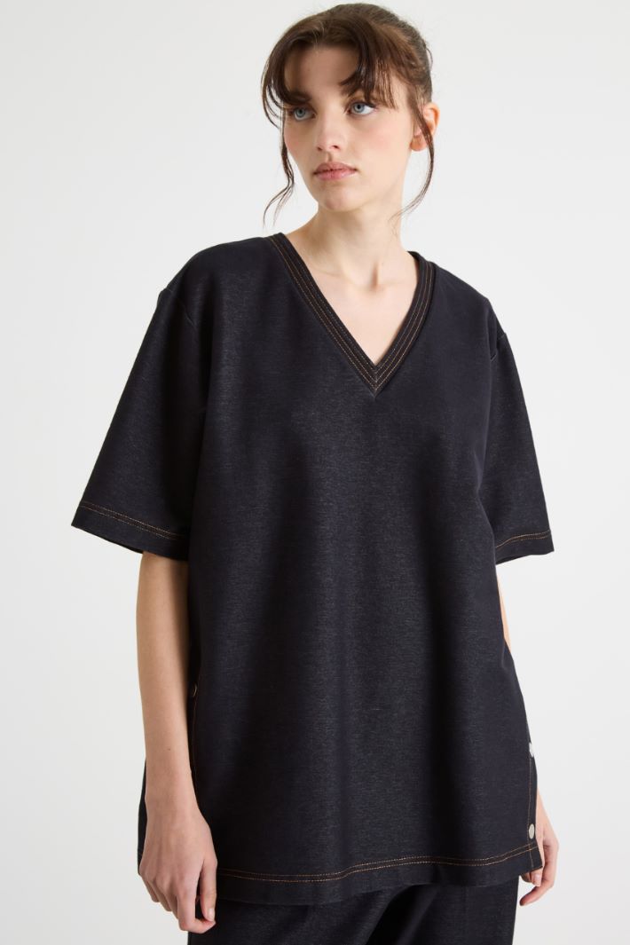 A-line denim-effect jersey T-shirt Intrend - 2