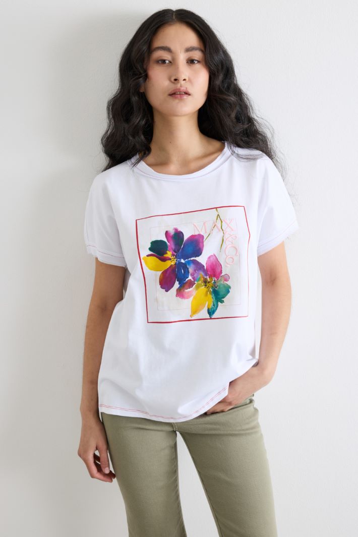 T-shirt in jersey con stampa e ricamo  Intrend - 2