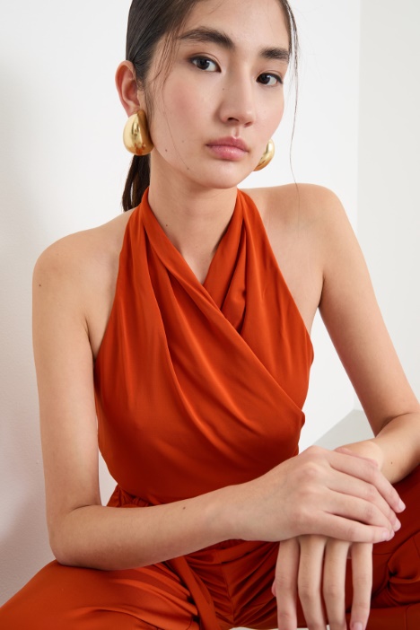 Top incrociato in jersey crepe