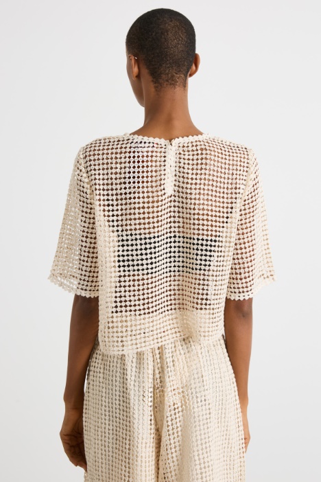 Top in jersey macramè