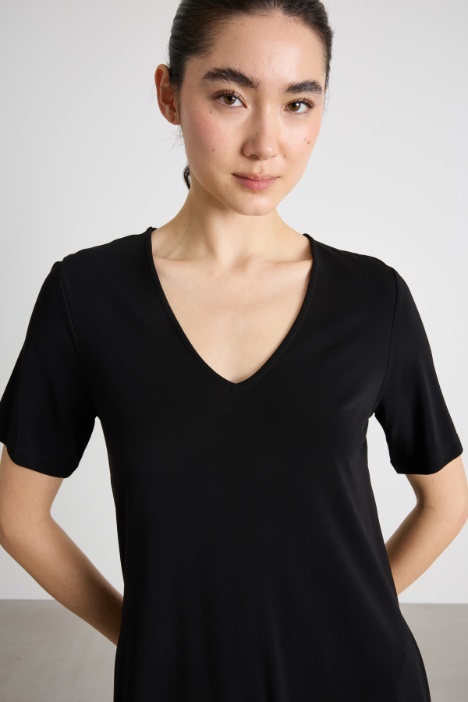 T-shirt lunga in jersey crepe