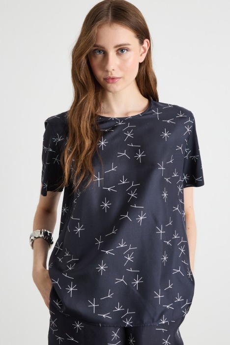 Jersey top with a twill panel Intrend