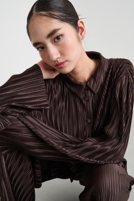 Blusa in jersey plissé