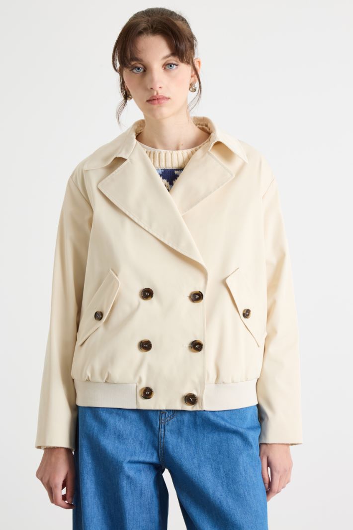 Cropped Double-Breasted Trench Coat Intrend - 2