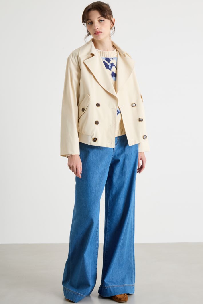 Cropped Double-Breasted Trench Coat Intrend