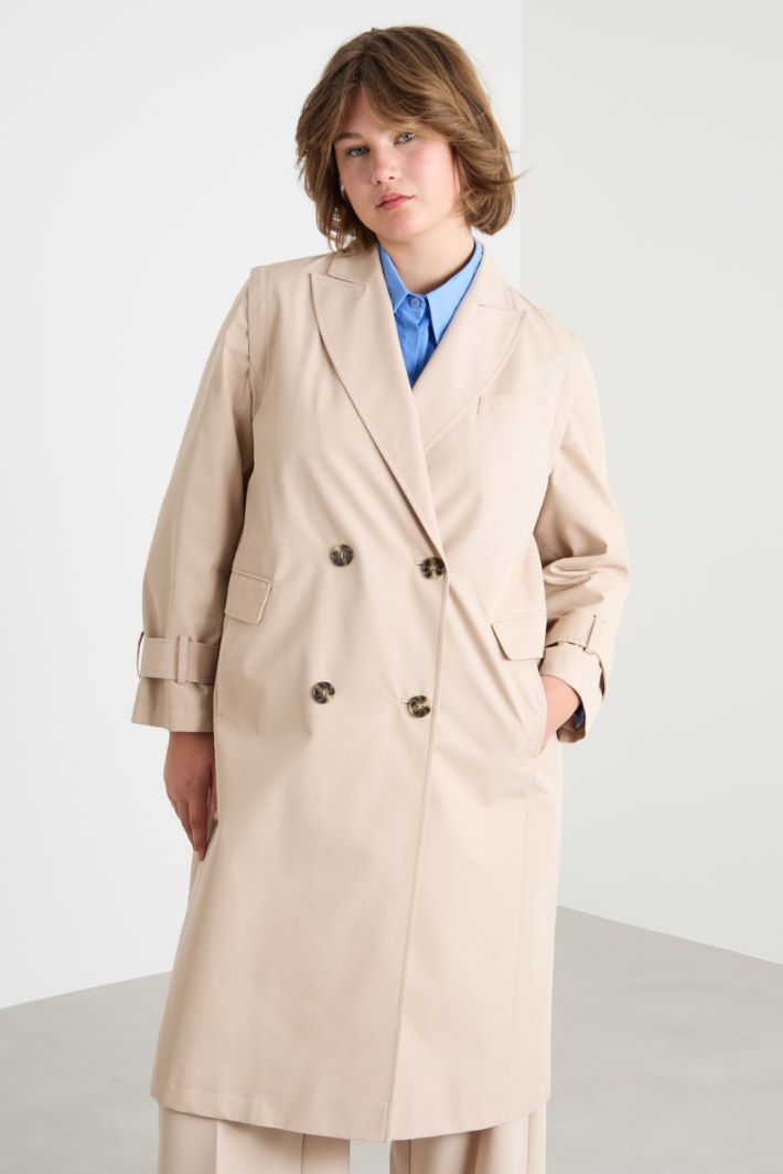 Impermeabile in twill antigoccia con maniche rimovibili Intrend - 2