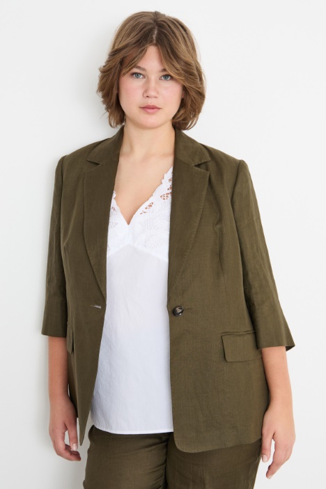 Blazer in tela con maniche a tre quarti