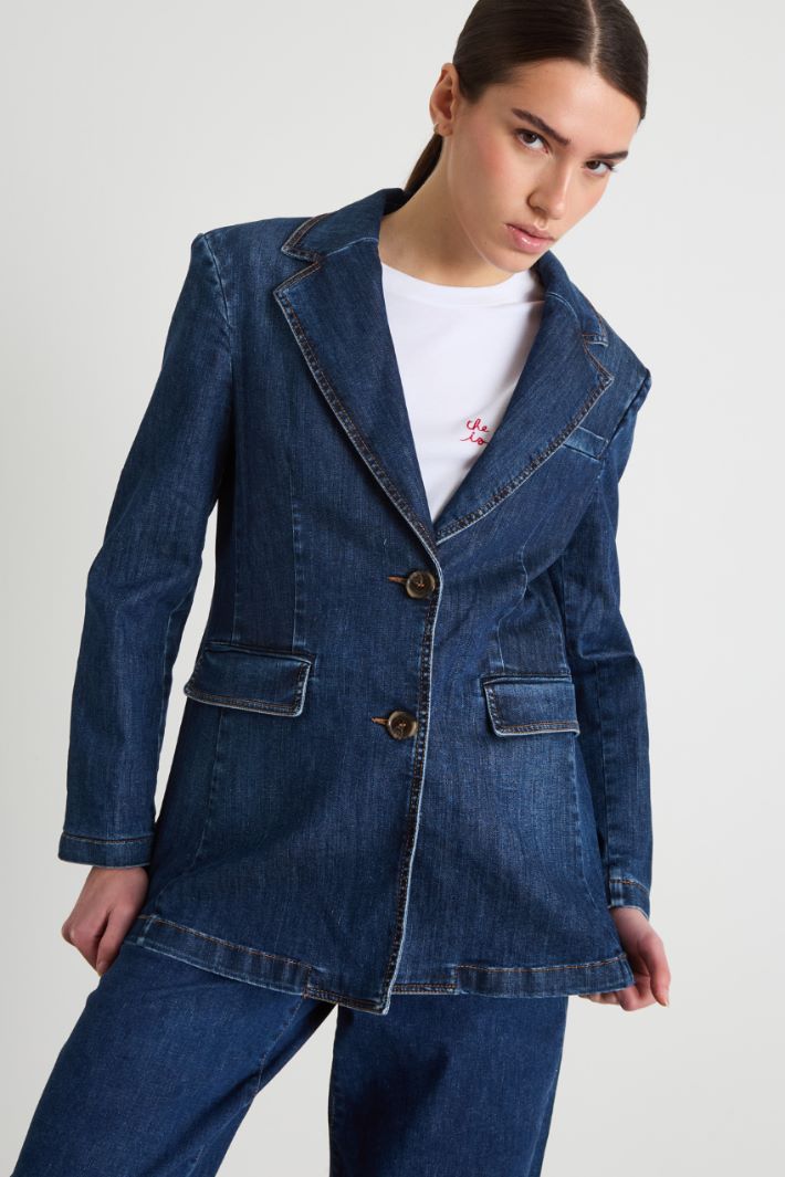 Fitted Denim Blazer Intrend - 2