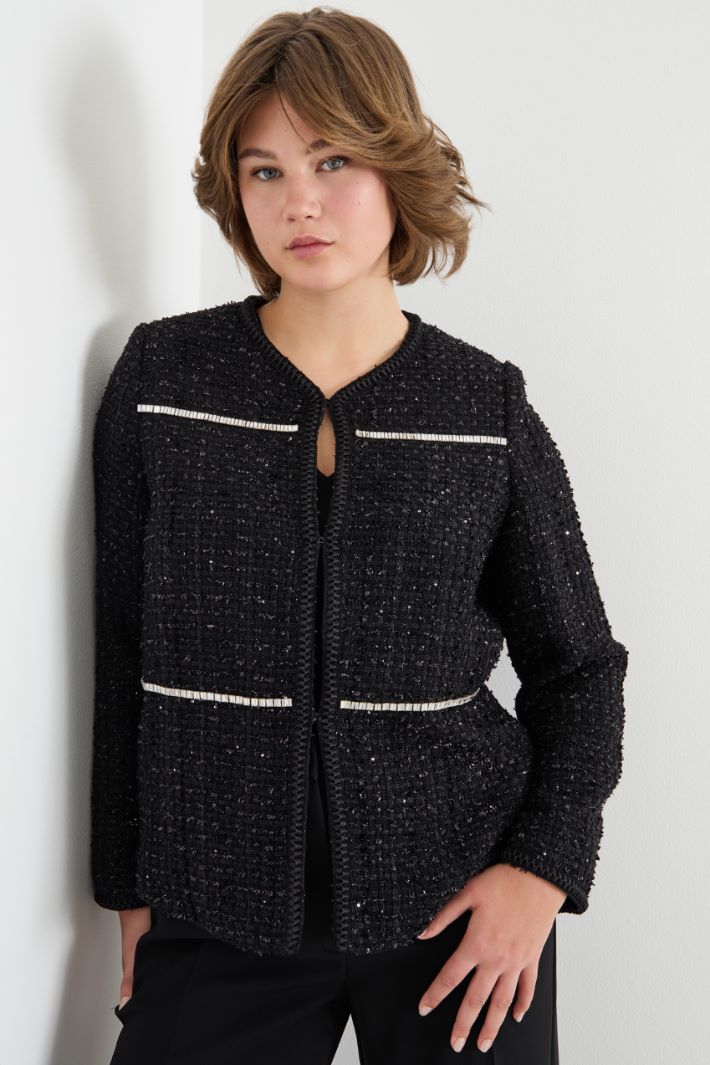 Embroidered basketweave jacket Intrend - 2