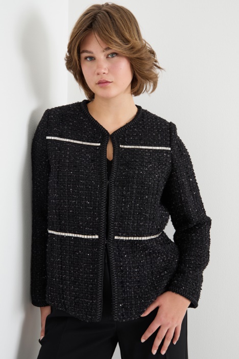 Embroidered basketweave jacket Intrend