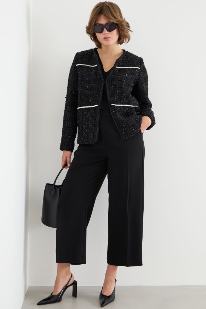 Embroidered basketweave jacket Intrend