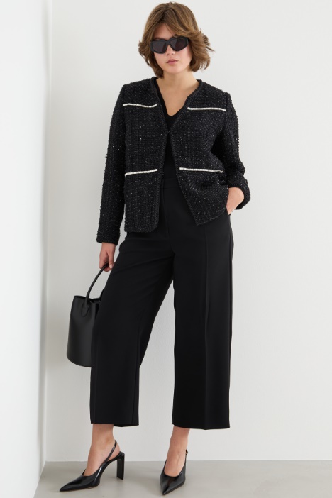 Embroidered basketweave jacket Intrend