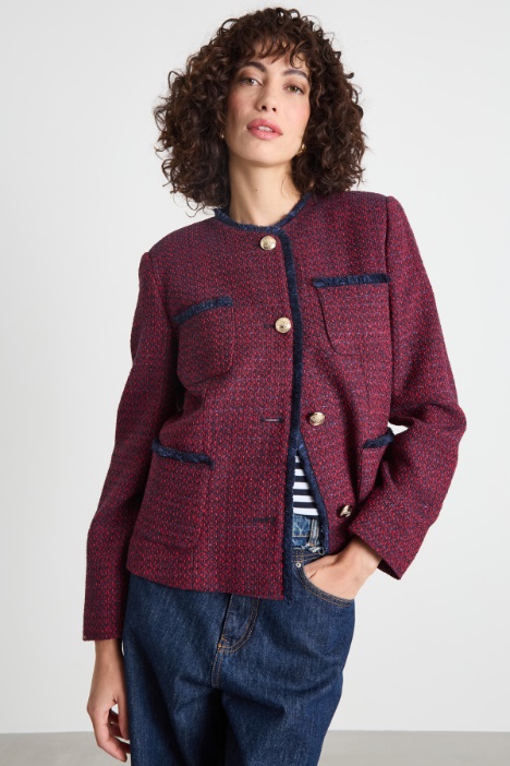 Fitted basketweave tweed jacket Intrend