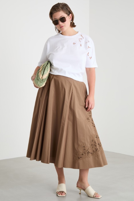 Embroidered poplin skirt Intrend