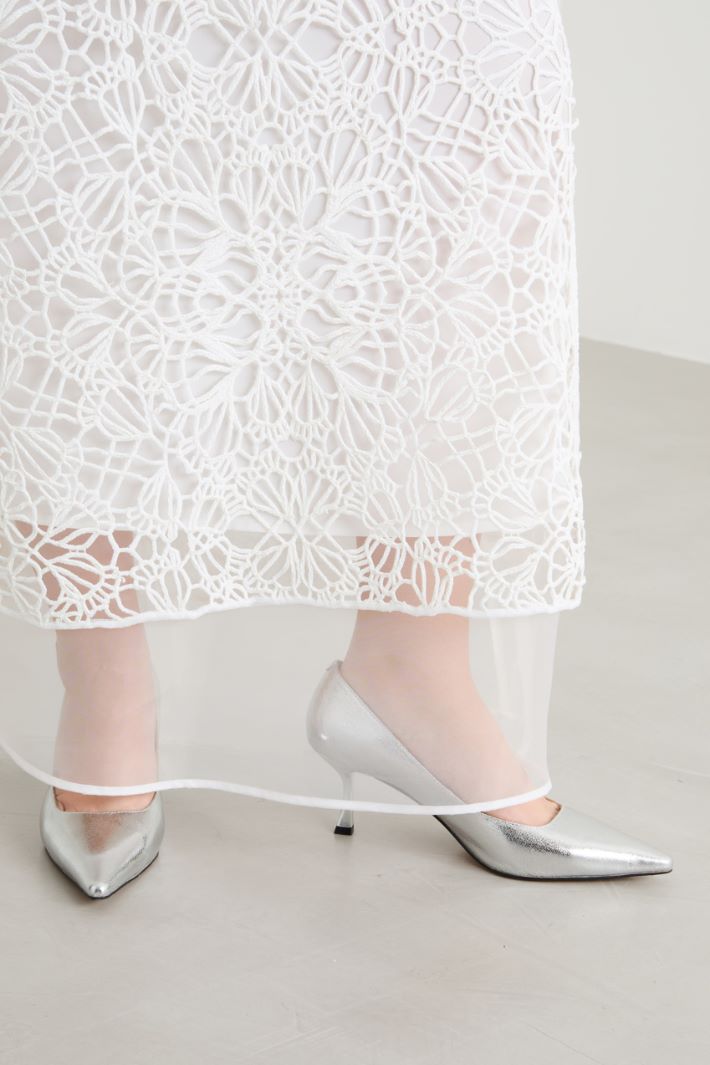 Gonna lunga in macramè e organza Intrend - 3