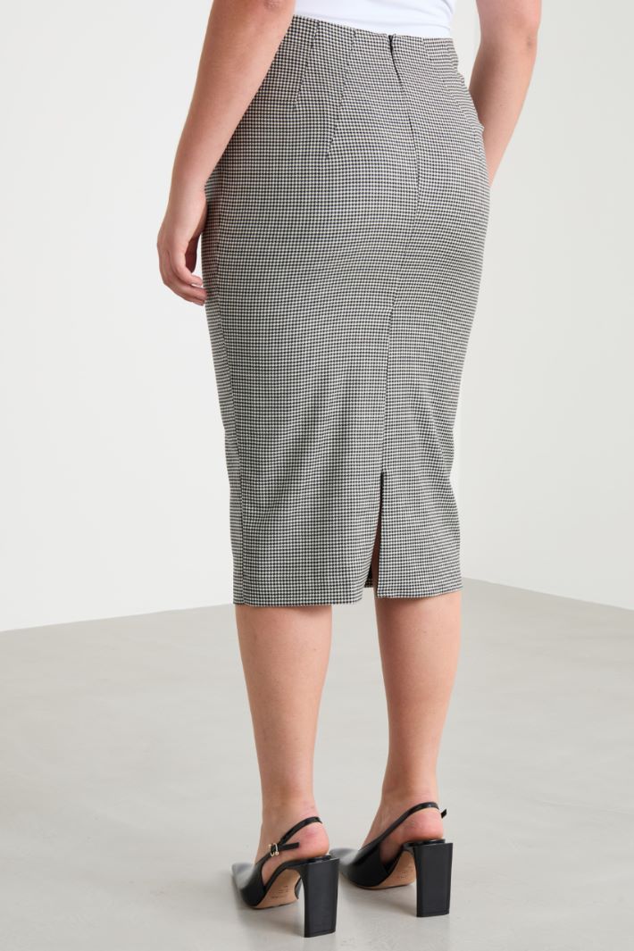 Houndstooth wool twill skirt Intrend - 4