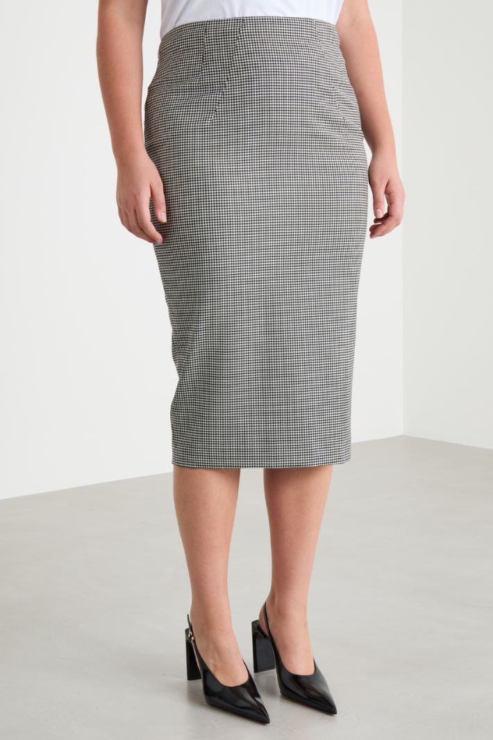 Houndstooth wool twill skirt Intrend - 2