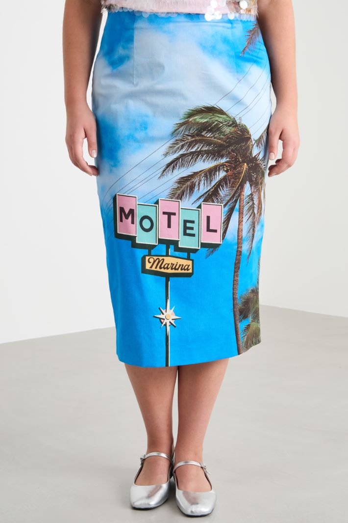 Printed satin pencil skirt Intrend - 2